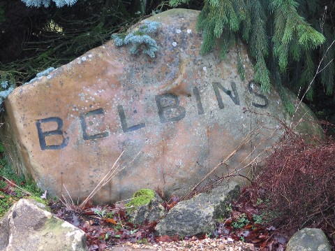 A huge boulder in the grounds of BELBINS HOUSE