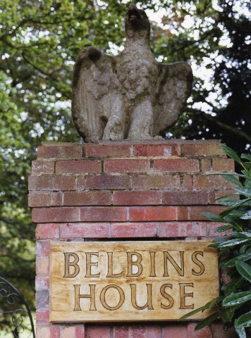 The old gate post at BELBINS HOUSE