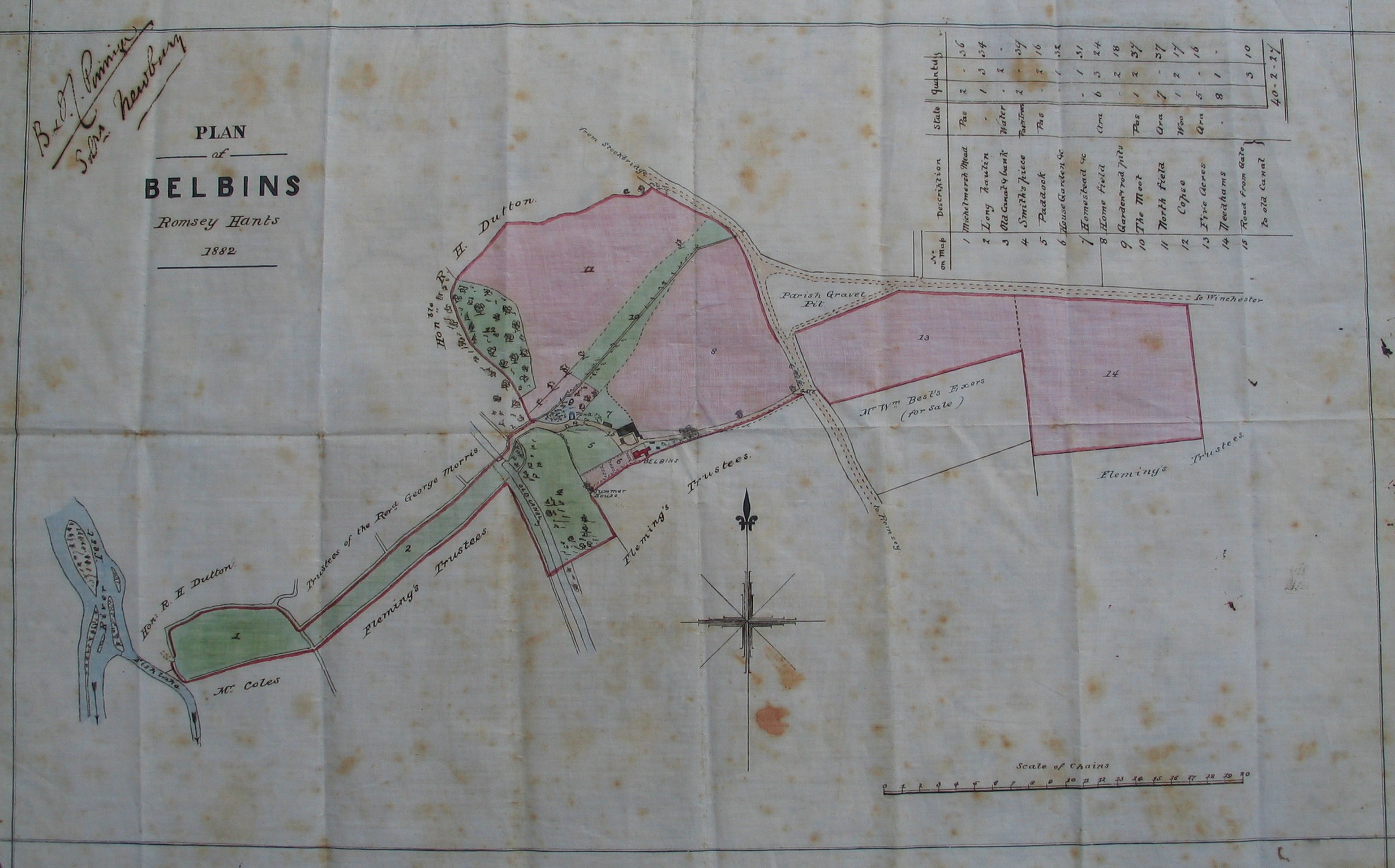 An 1882 map of BELBINS found at BELBINS HOUSE