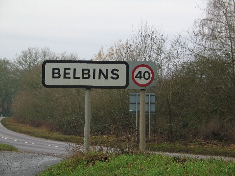The roadsign indicating the boundary of BELBINS