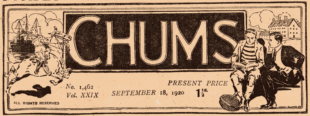 CHUMS magazine header  18 Sept 1920