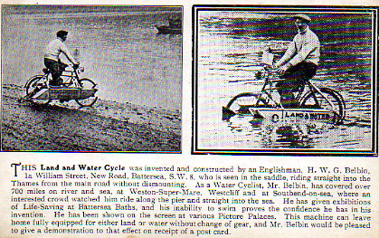 A postcard of HWG BELBIN on his Land & Water Cycle c.1910