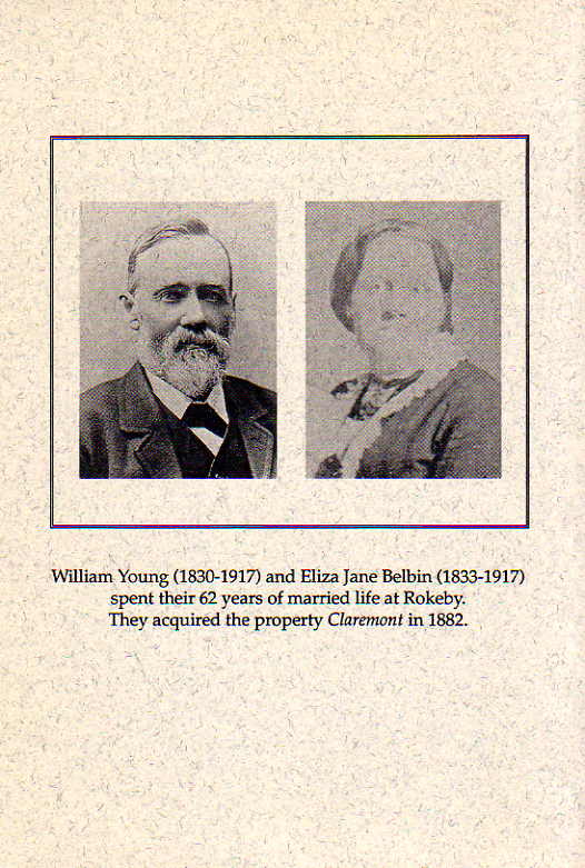 The back cover of The Youngs of Rokeby showing Eliza Jane BELBIN and William YOUNG